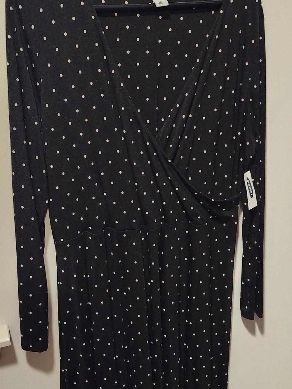 Old Navy Black Dress with Cream Polka Dots